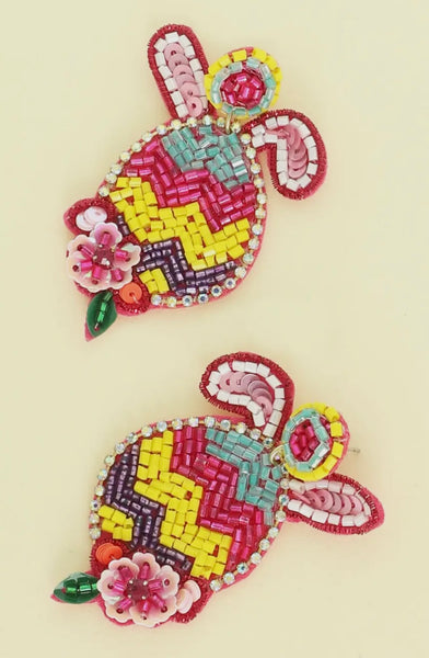 Easter Egg With Ears Beaded Earrings