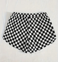 Black and White Plaid Running Shorts