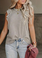 Striped Ruffled Hem Tank