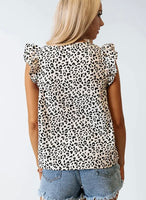 Leopard Flutter Sleeve Top