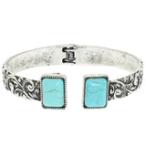 Western Semi Precious Stone Filigree Hinge Bangle