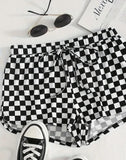 Black and White Plaid Running Shorts