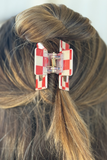 Mini Checked Funky Red Clip
