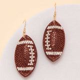 Rhinestone Football Dangle Earrings