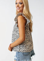 Leopard Flutter Sleeve Top