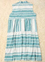 Cyan Deep V Striped Dress