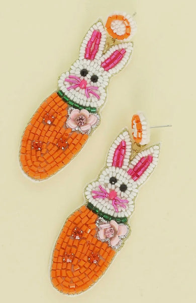 Easter Bunny Carrott Beaded Earrings