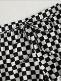 Black and White Plaid Running Shorts