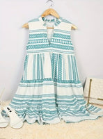 Cyan Deep V Striped Dress