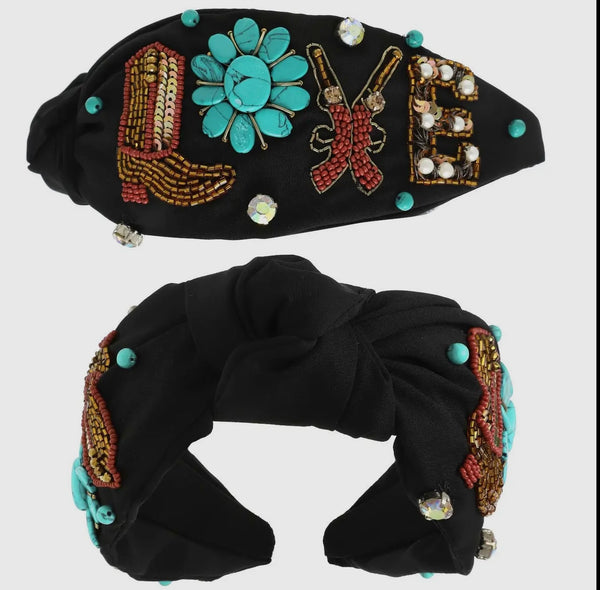 Western Love Beaded Headband