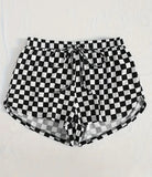 Black and White Plaid Running Shorts