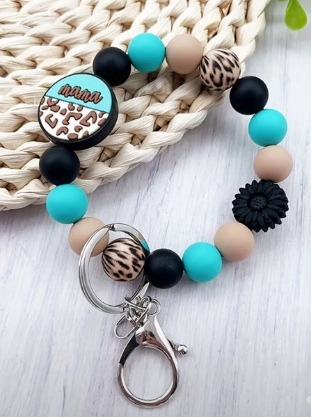 Leopard Print Mama Silicone Keychain