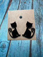 Black Cat Stud Earrings