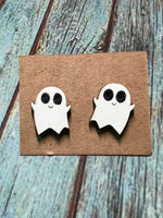 Wooden Ghost Stud Earrings