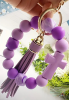 Silicone Cross Keychain with Tassel