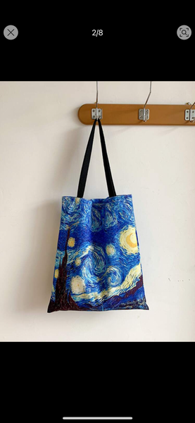 Van Gogh Starry Night Inspired Printed Tote Bag