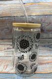 Mama Bear Sunflower Glass Can Tumbler