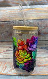 Bright Succulent Glass Can Tumbler