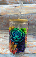 Bright Succulent Glass Can Tumbler