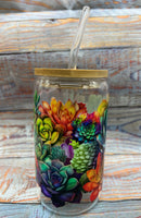 Bright Succulent Glass Can Tumbler