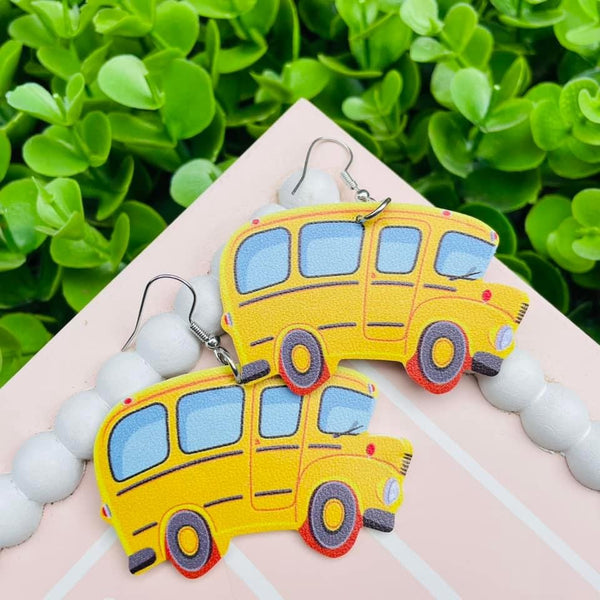 School Bus Dangle Earrings