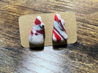 Red, White, Black, and Silver Megaphone Stud Earrings