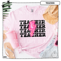 Teacher Pink Bolt Neon T-Shirt