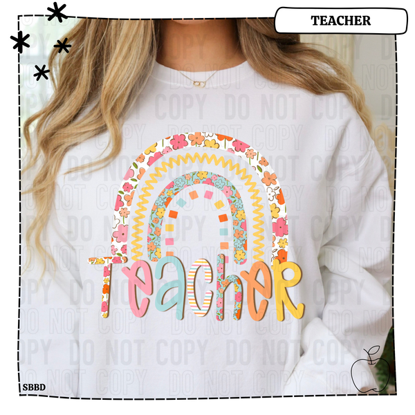 Teacher Rainbow Floral Sweatshirt