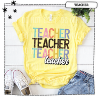 Teacher Stacked Leopard T-Shirt