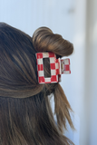 Mini Checked Funky Red Clip