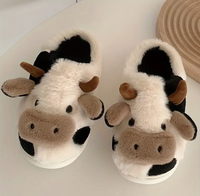 Cartoon Cow Plush House Slippers