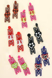 Sport Mom Crystal Beaded Embroidery Earrings
