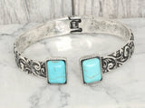 Western Semi Precious Stone Filigree Hinge Bangle