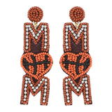 Sport Mom Crystal Beaded Embroidery Earrings
