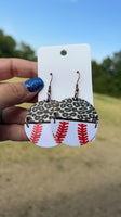 Leopard Baseball Split Dangle Earrings