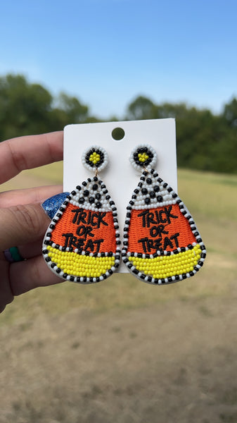 Trick or Treat Candy Corn Seed Bead Earrings