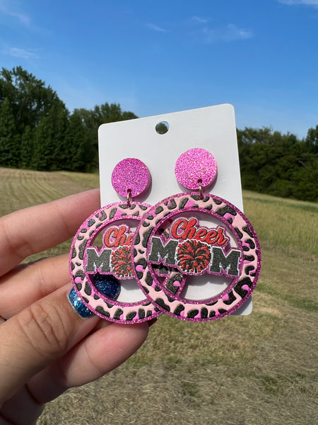 Cheer Mom Glitter Earrings