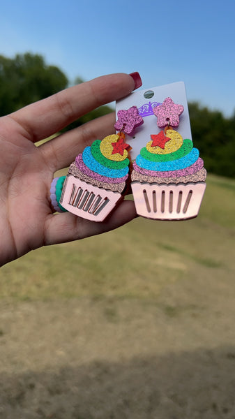 Cupcake Glitter Earrings