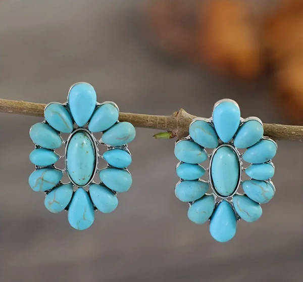 Turquoise Concho Earrings