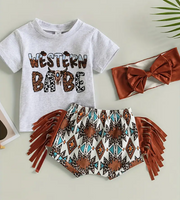 Western Babe Fringed Shorts Set