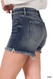 Stretchy Frayed Denim Shorts