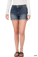 Stretchy Frayed Denim Shorts