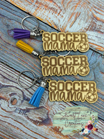 Wooden Soccer Mama Keychain