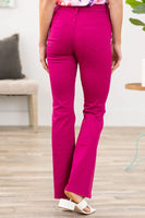 High Rise Boot Cut Magenta Colored Denim