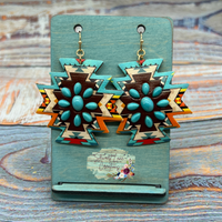 Aztec Turquoise Beaded Earrings