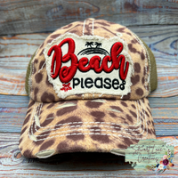 Beach Please Distressed Leopard Hat