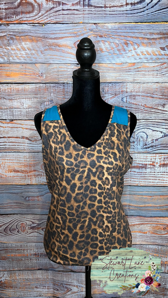 Amber Leopard V Neck Tank Top