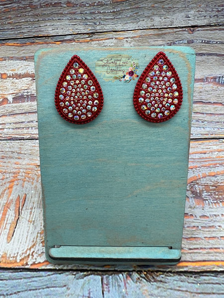 Metal and Rhinestone Teardrop Earrings