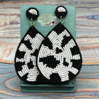 Cow Print Beaded Earrings