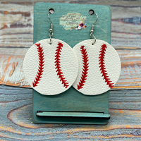 Leather Baseball Earrings